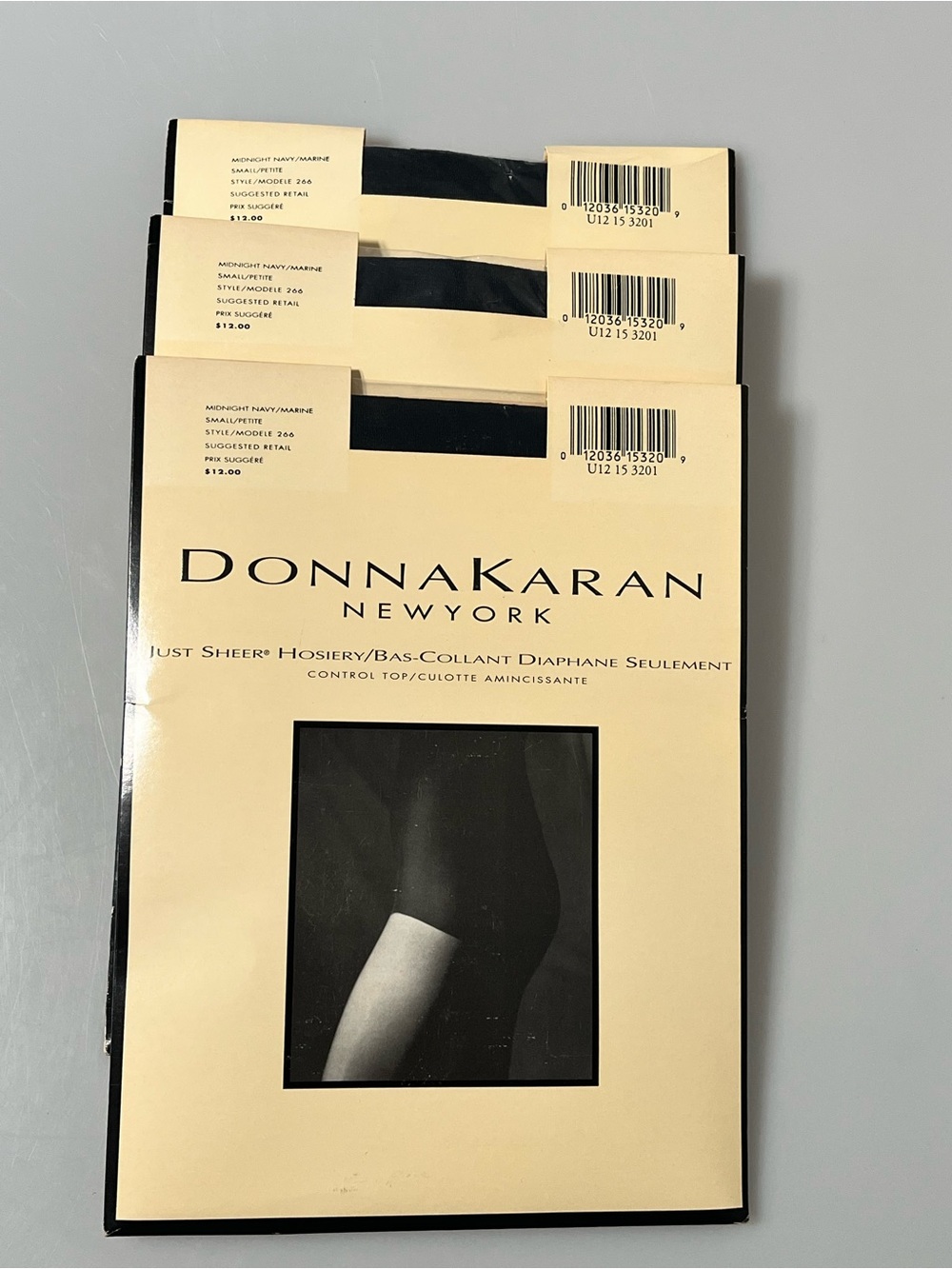 Vintage Donna Karan Just Sheer Hosiery Pantyhose 3 Pair Small Midnight Navy